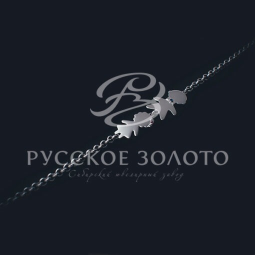Браслет из белого золота с сапфиром и рубином